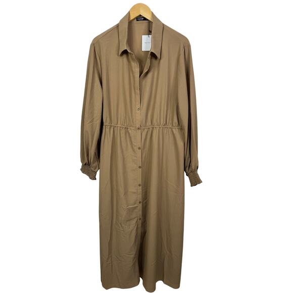 5 for $25| SHEIN Plus Lantern Sleeve Button Front Shirt Midi Dress Size 3XL NWT - Picture 1 of 8